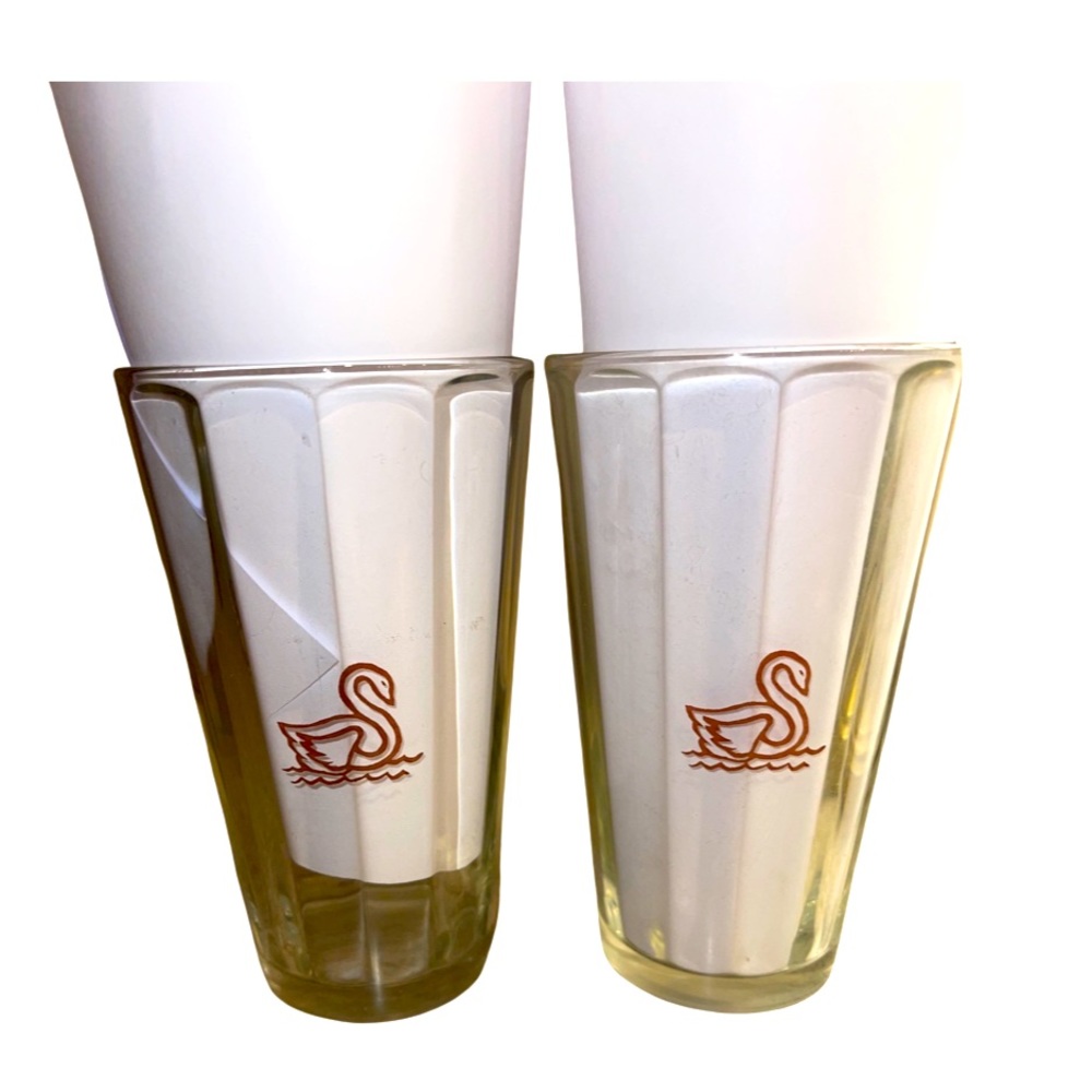 Vintage SWAN LAGER Heavy Beer Glasses from Australia: Set of 2: Retro Glassware